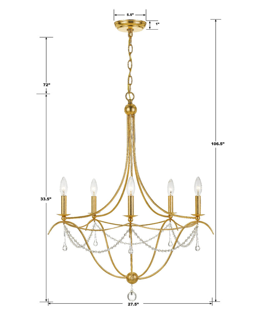 Metro 5 Light Antique Gold Chandelier Chandelier Crystorama