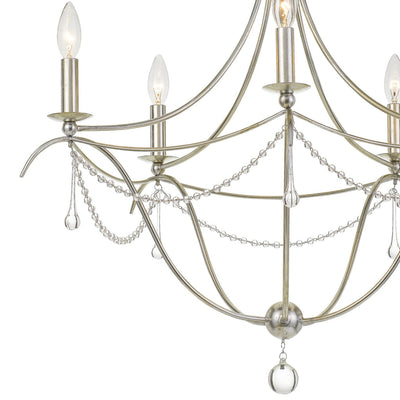 Metro 5 Light Crystal Beads Antique Silver Chandelier Chandelier Crystorama