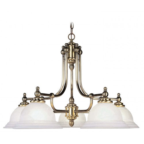 5 Light Antique Brass Chandelier Chandelier Livex