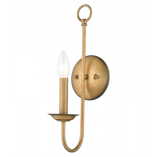 1 Light Antique Gold Leaf Single Sconce Wall Sconce Livex