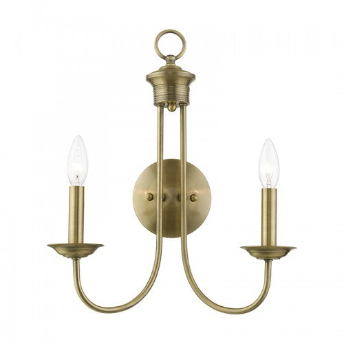 2 Light Antique Brass Double Sconce Wall Sconce Livex