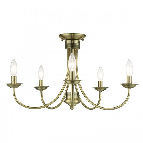 5 Light Antique Brass Large Semi-Flush Semi Flush Livex