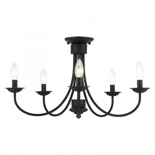 5 Light Black Large Semi-Flush Semi Flush Livex