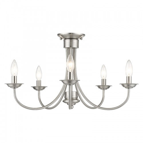 5 Light Brushed Nickel Large Semi-Flush Semi Flush Livex