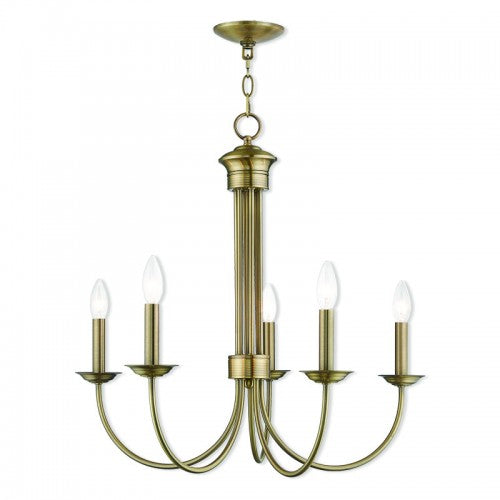 5 Light Antique Brass Chandelier Chandelier Livex