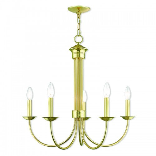 5 Light Polished Brass Chandelier Chandelier Livex