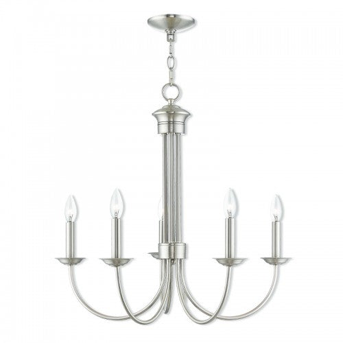 5 Light Brushed Nickel Chandelier Chandelier Livex