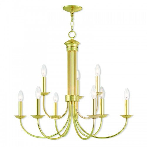 9 Light Polished Brass Chandelier Chandelier Livex