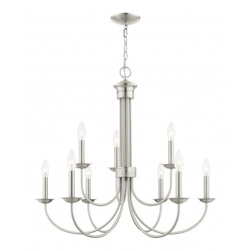 9 Light Brushed Nickel Chandelier Chandelier Livex