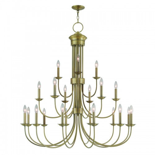 21 Light Antique Brass Foyer Chandelier Chandelier Livex