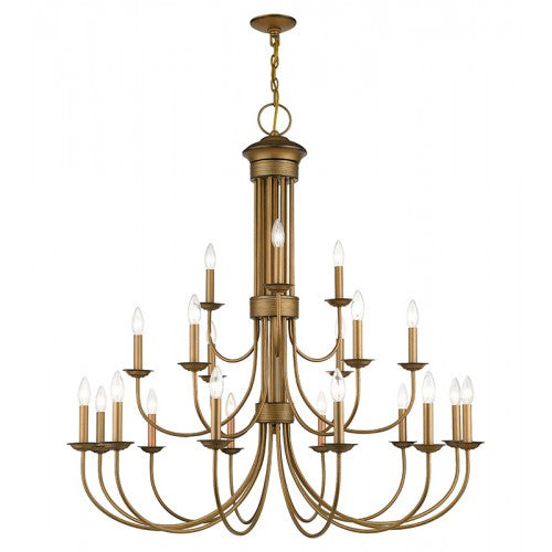 21 Light Antique Gold Leaf Extra Large Chandelier Chandelier Livex