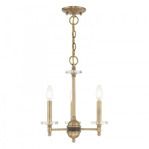 3 Light Antique Brass Chandelier Chandelier Livex