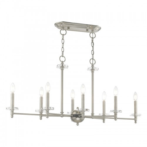 8 Light Brushed Nickel Linear Chandelier Linear Livex