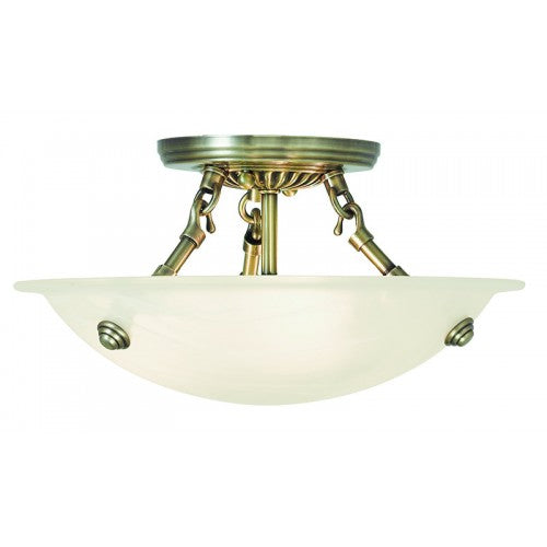 3 Light Antique Brass Ceiling Mount Semi Flush Livex