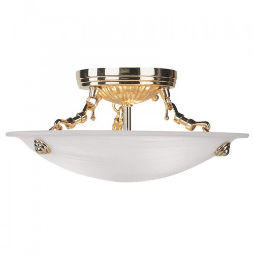 3 Light Polished Brass Ceiling Mount Semi Flush Livex