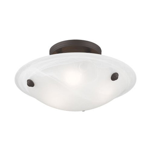 3 Light Bronze Ceiling Mount Semi Flush Livex