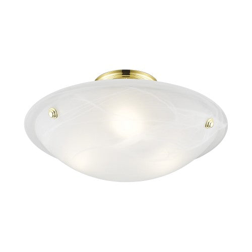 3 Light Polished Brass Ceiling Mount Semi Flush Livex
