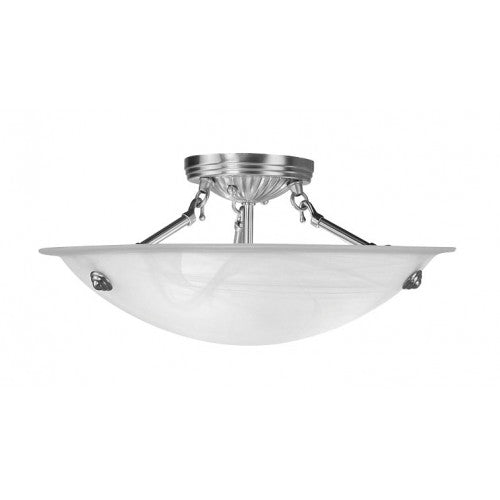 3 Light Brushed Nickel Ceiling Mount Semi Flush Livex