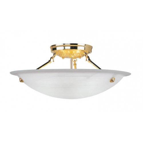 3 Light Polished Brass Ceiling Mount Semi Flush Livex