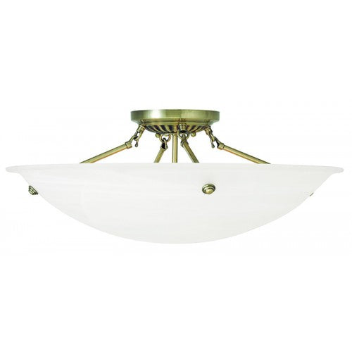 4 Light Antique Brass Ceiling Mount Semi Flush Livex