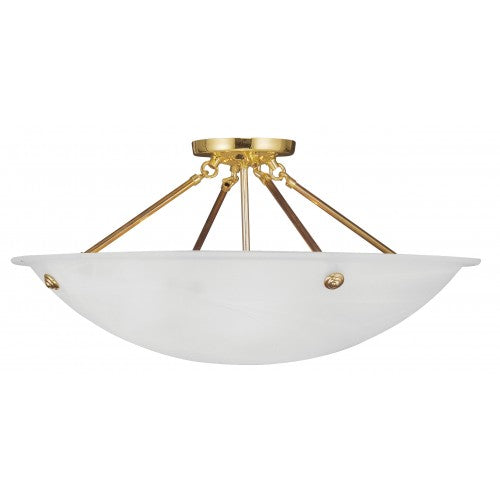 4 Light Polished Brass Ceiling Mount Semi Flush Livex