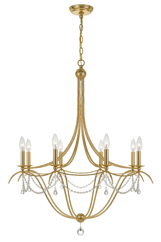 Metro 8 Light Crystal Beads Antique Gold Chandelier Chandelier Crystorama