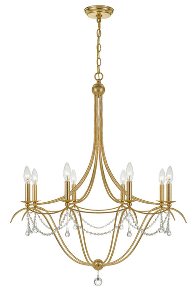 Metro 8 Light Crystal Beads Antique Gold Chandelier Chandelier Crystorama