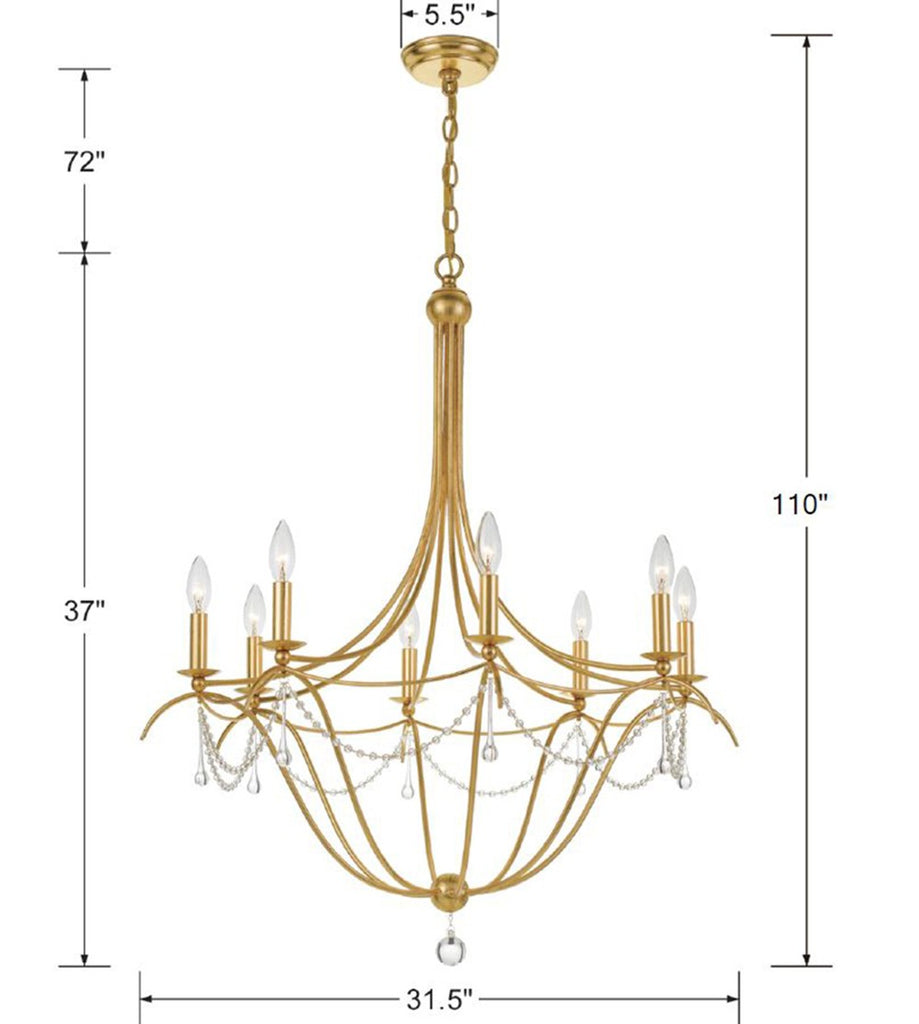 Metro 8 Light Crystal Beads Antique Gold Chandelier Chandelier Crystorama