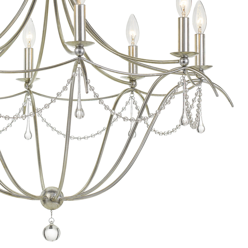 Metro 8 Light Crystal Beads Antique Silver Chandelier Chandelier Crystorama