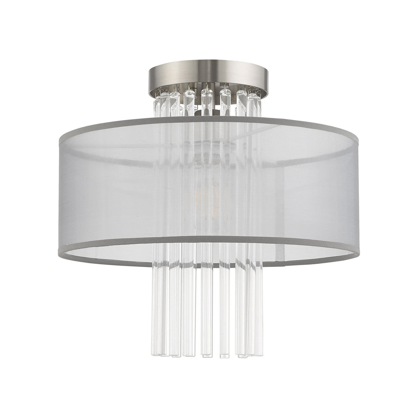 1 Light Brushed Nickel Ceiling Mount Semi Flush Livex