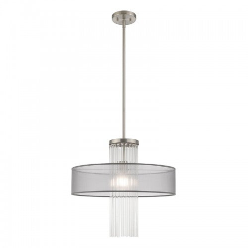 1 Light Brushed Nickel Pendant Chandelier Chandelier Livex