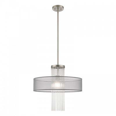 1 Light Brushed Nickel Pendant Chandelier Chandelier Livex