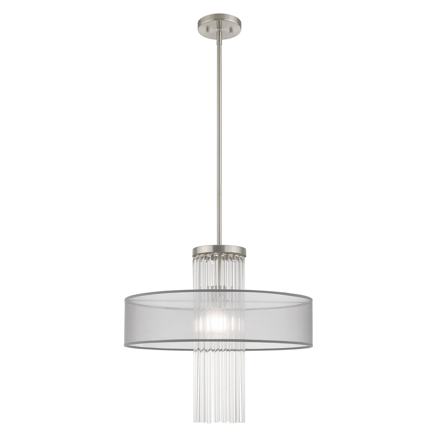 1 Light Brushed Nickel Pendant Chandelier Chandelier Livex