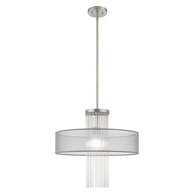 1 Light Brushed Nickel Pendant Chandelier Chandelier Livex