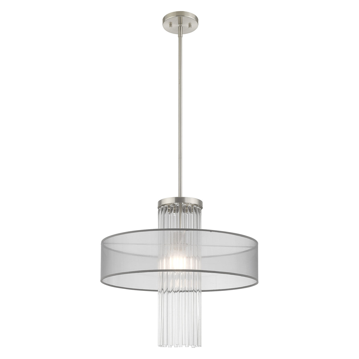 1 Light Brushed Nickel Pendant Chandelier Chandelier Livex