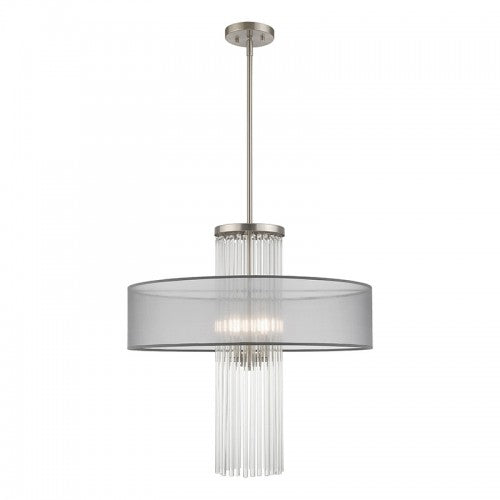 4 Light Brushed Nickel Pendant Chandelier Chandelier Livex