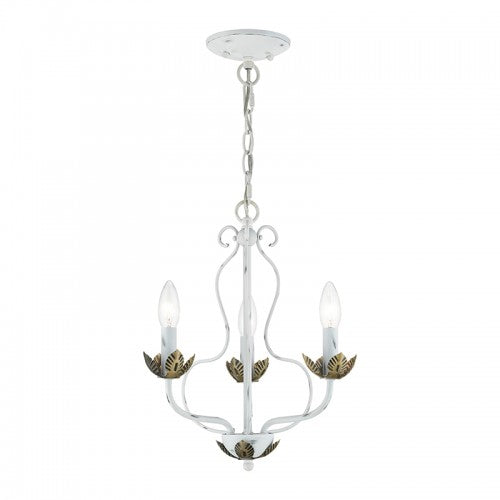 3 Light Antique White Chandelier Chandelier Livex