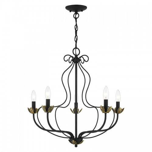 5 Light Black Chandelier Chandelier Livex