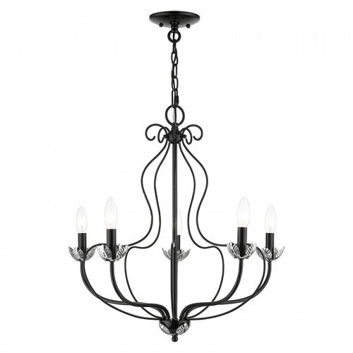 5 Light Shiny Black Chandelier Chandelier Livex