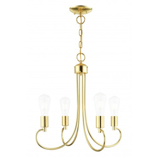 4 Light Polished Brass Chandelier Chandelier Livex