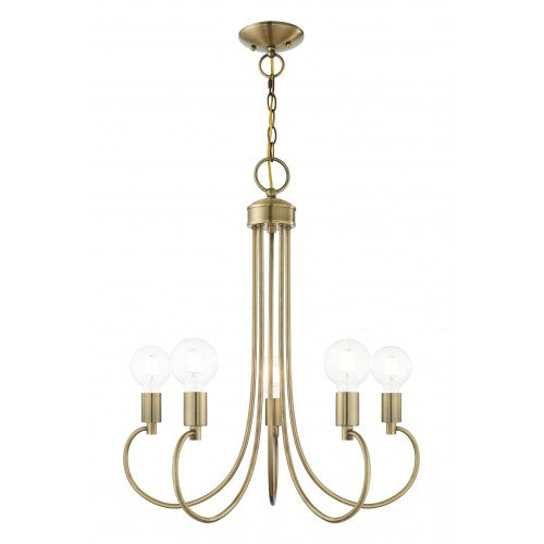 5 Light Antique Brass Chandelier Chandelier Livex