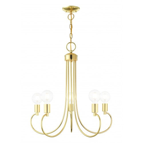 5 Light Polished Brass Chandelier Chandelier Livex