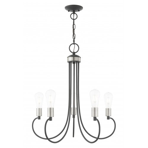 5 Light Scandinavian Gray Chandelier Chandelier Livex