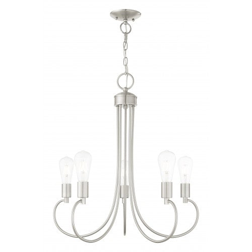 5 Light Brushed Nickel Chandelier Chandelier Livex