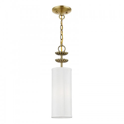 1 Light Antique Brass Mini Pendant Pendant Livex