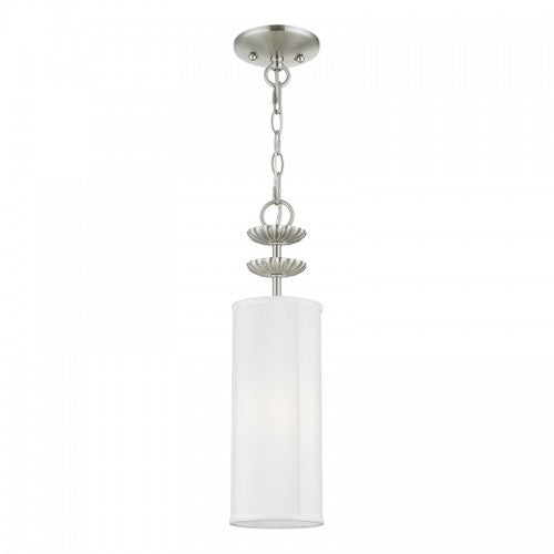 1 Light Brushed Nickel Mini Pendant Pendant Livex