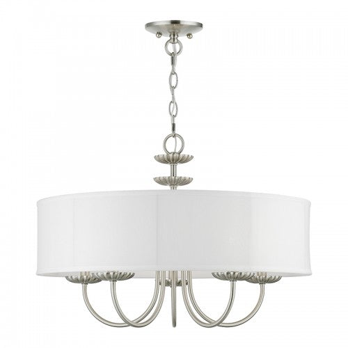 5 Light Brushed Nickel Pendant Chandelier Chandelier Livex