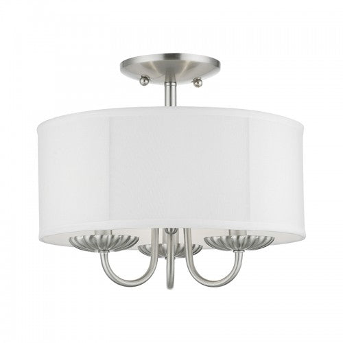 3 Light Brushed Nickel Semi-Flush Mount Semi Flush Livex