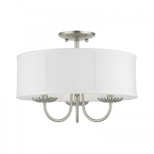 3 Light Brushed Nickel Semi-Flush Mount Semi Flush Livex