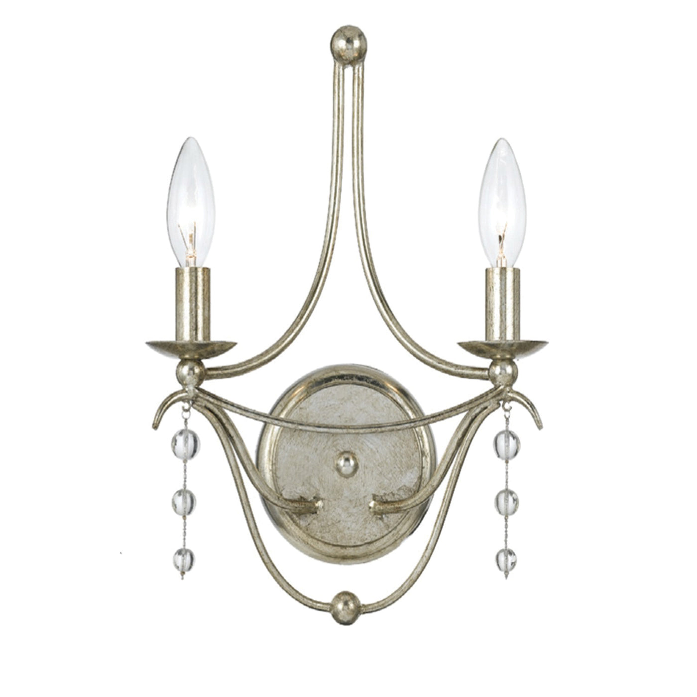 Metro 2 Light Antique Silver Sconce Wall Sconce Crystorama